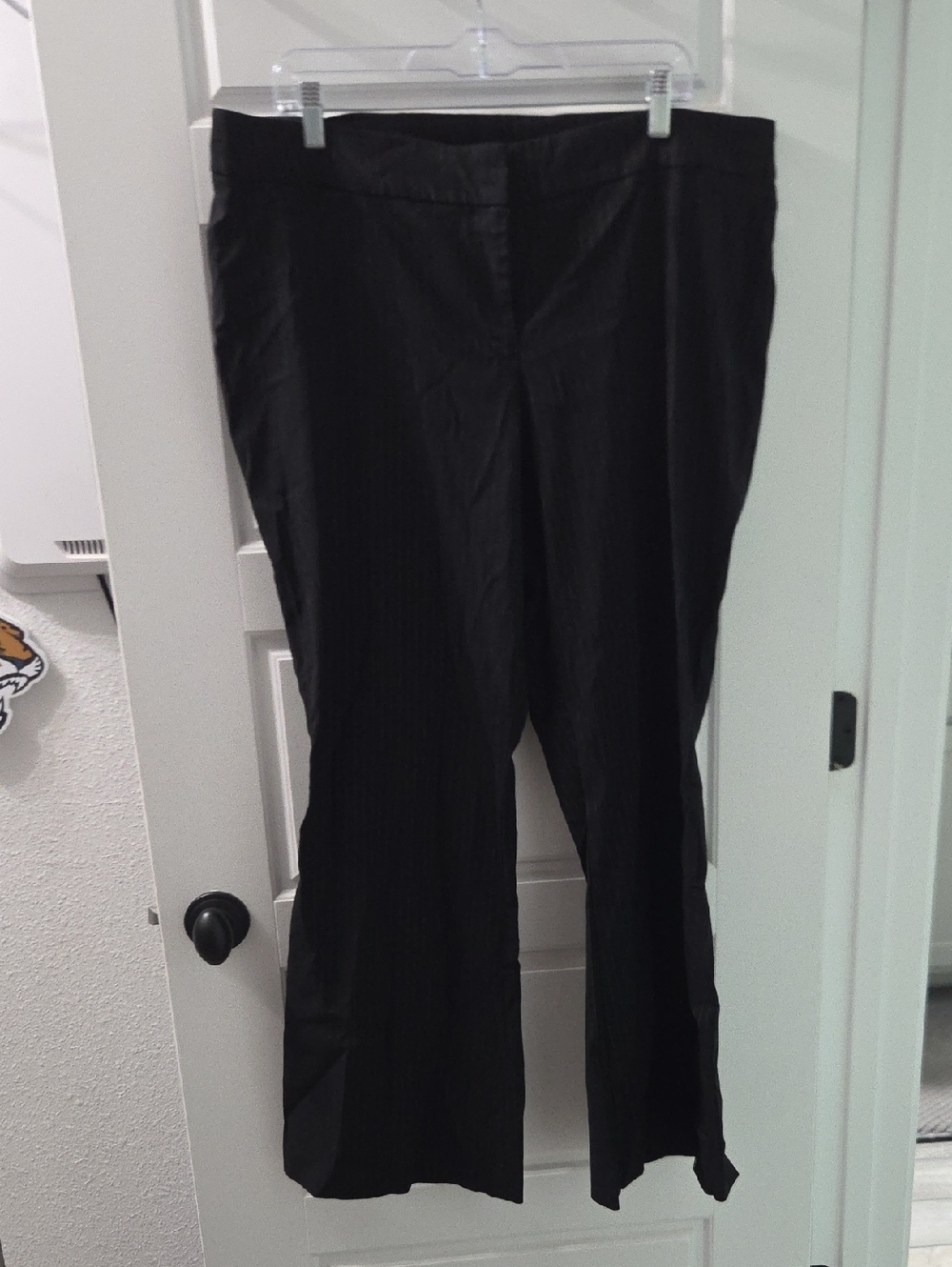 Lane Bryant Black Pinstripe Boot Leg Dress Trousers